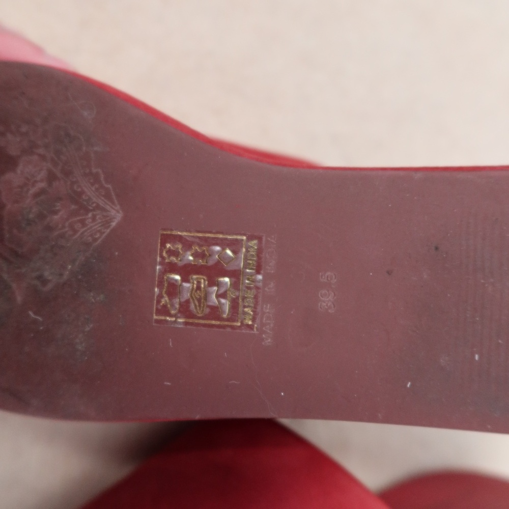 Free People Red Platform Slide Sandals - Wide Suede Upper - Picture 4 of 4